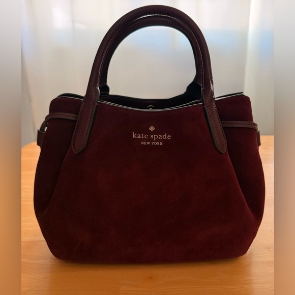 ♠️ Kate Spade - Dumpling Suede Small Satchel, Dark Merlot NWT - Picture 2 of 7
